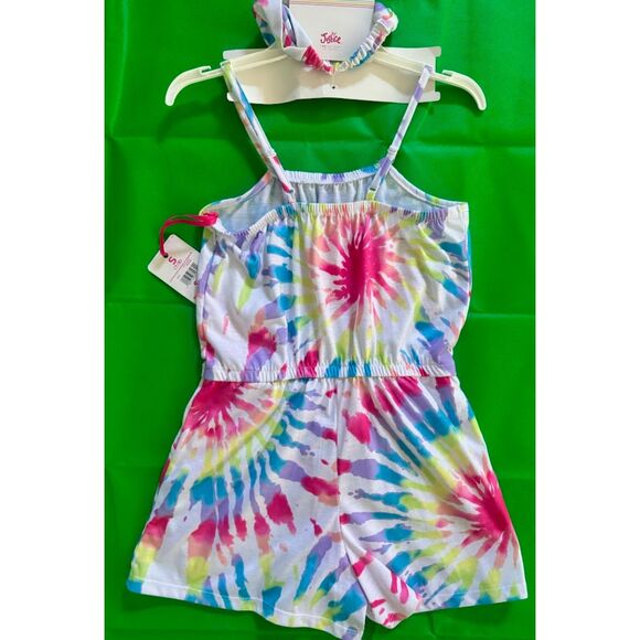 Justice Girls Size 7 8, Romper Sleep, White Tie Dye ~NEW includes Headband - Picture 3 of 4